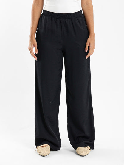 Wide-Leg Satin Pants