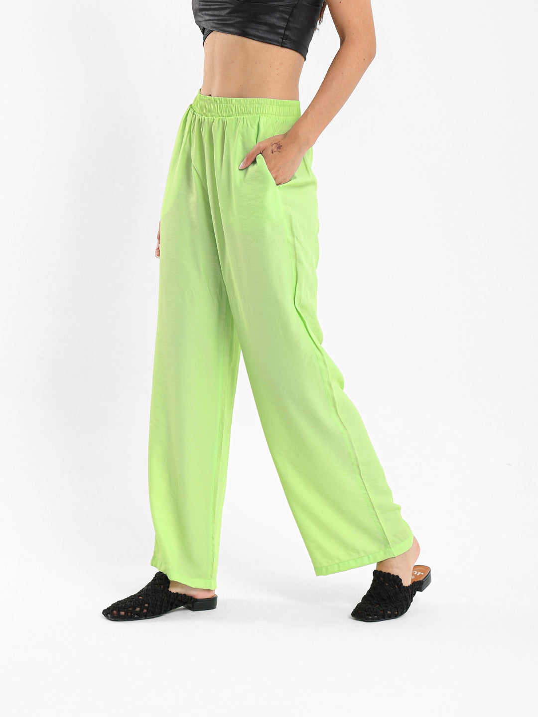 Wide-Leg Satin Pants