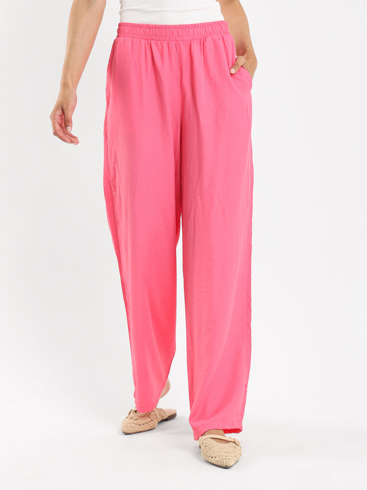 Wide-Leg Satin Pants