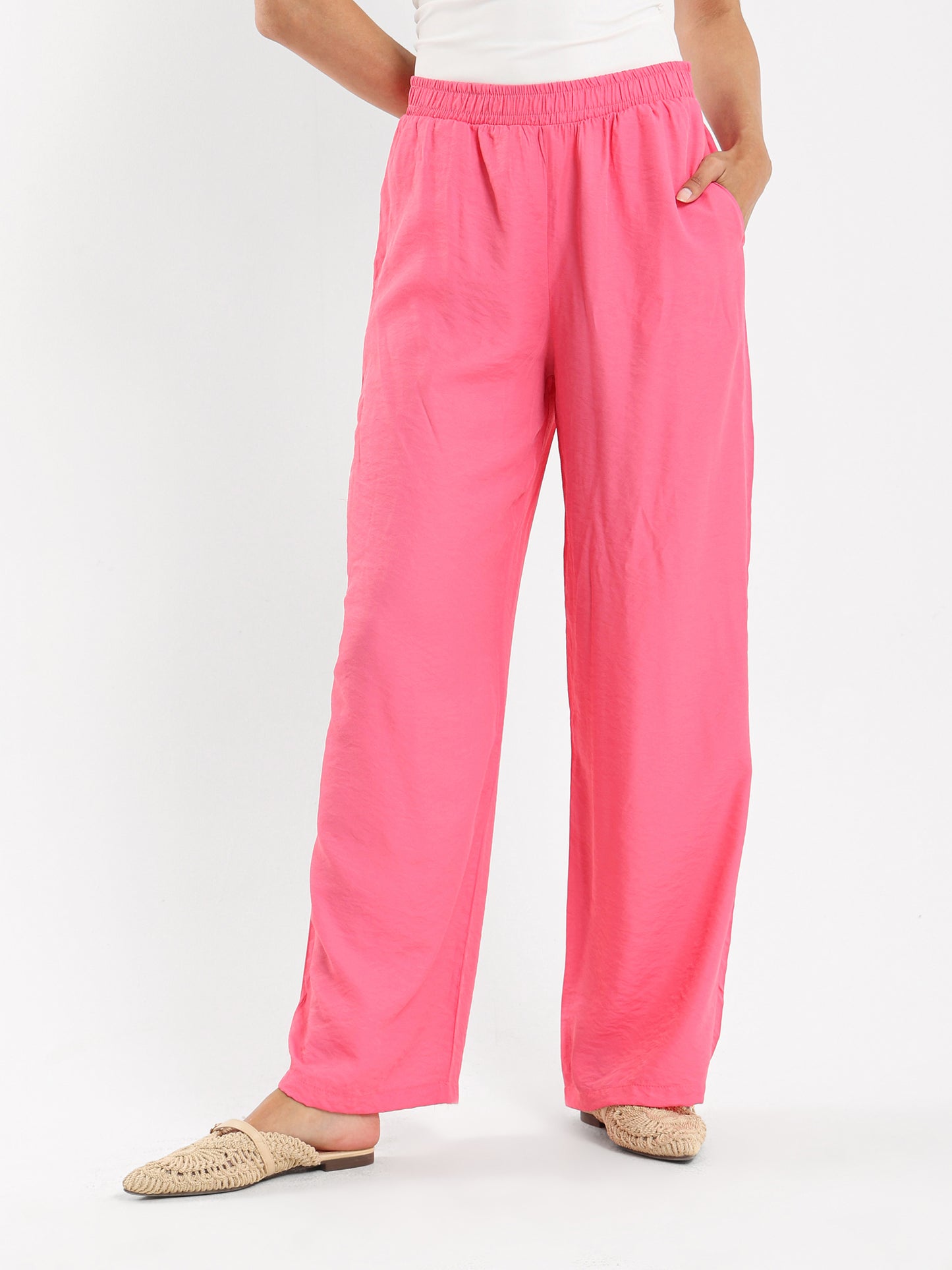 Wide-Leg Satin Pants