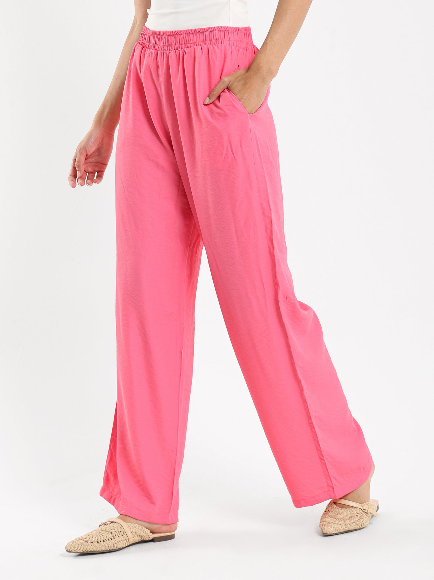Wide-Leg Satin Pants
