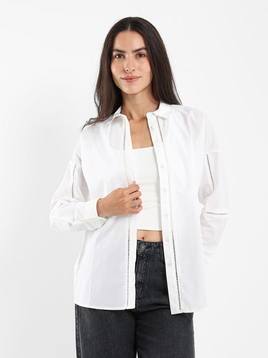 Oversized Shirt with Lace Detail