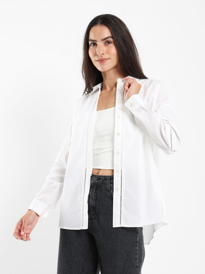 Oversized Shirt with Lace Detail