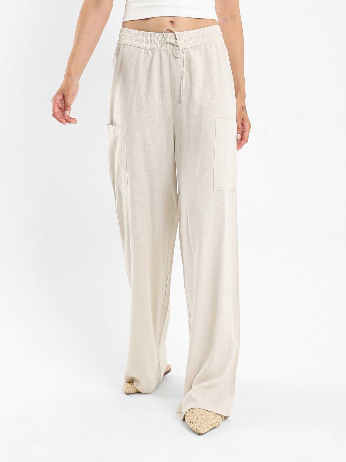 Linen Pants with Drawstring Waist