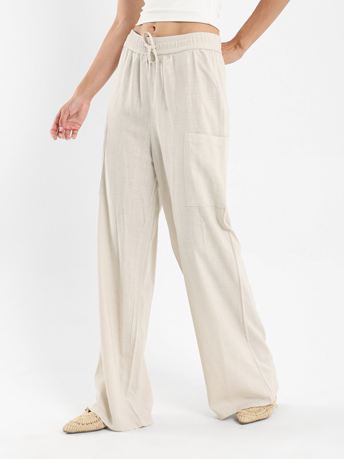 Linen Pants with Drawstring Waist