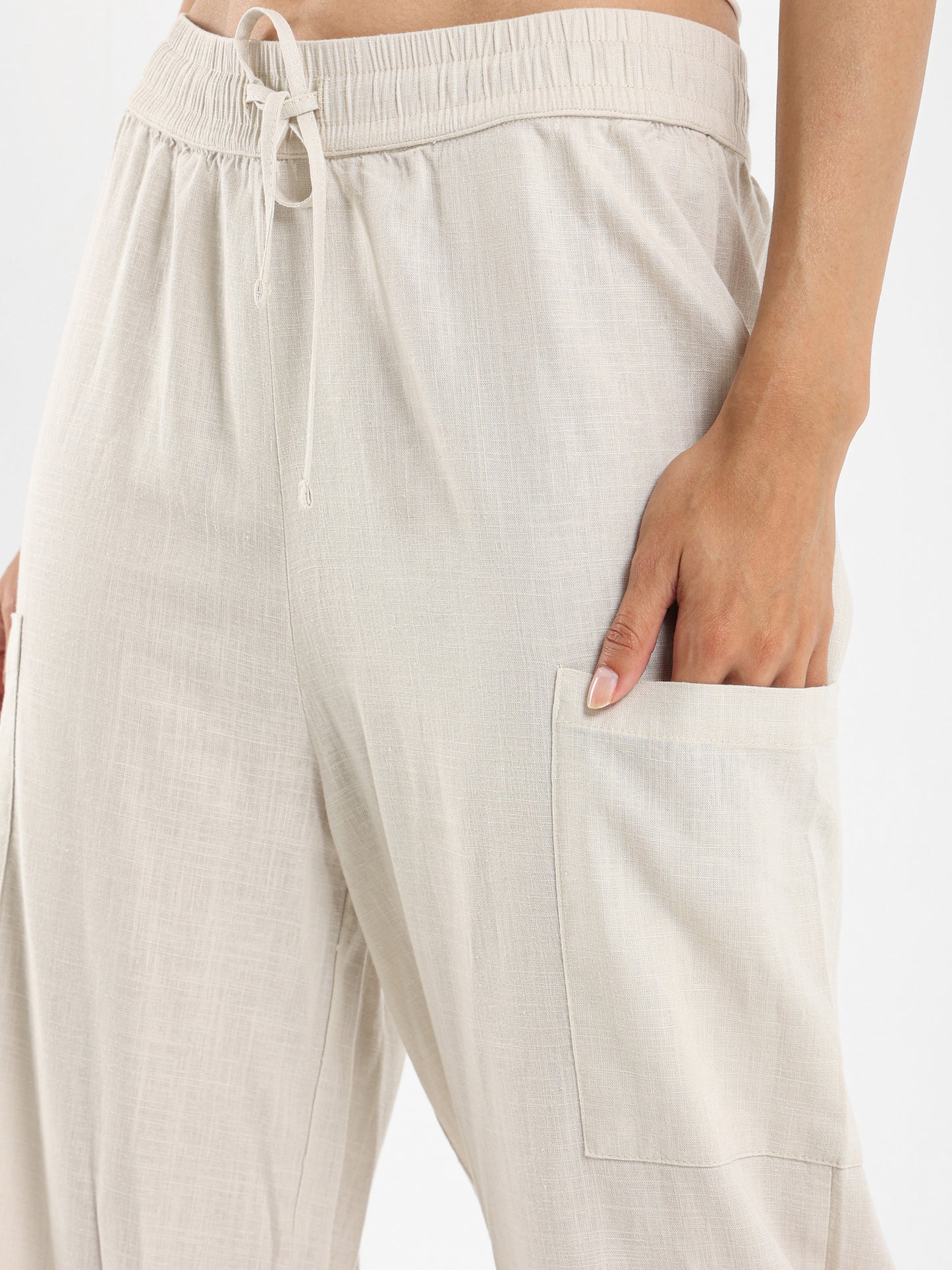 Linen Pants with Drawstring Waist