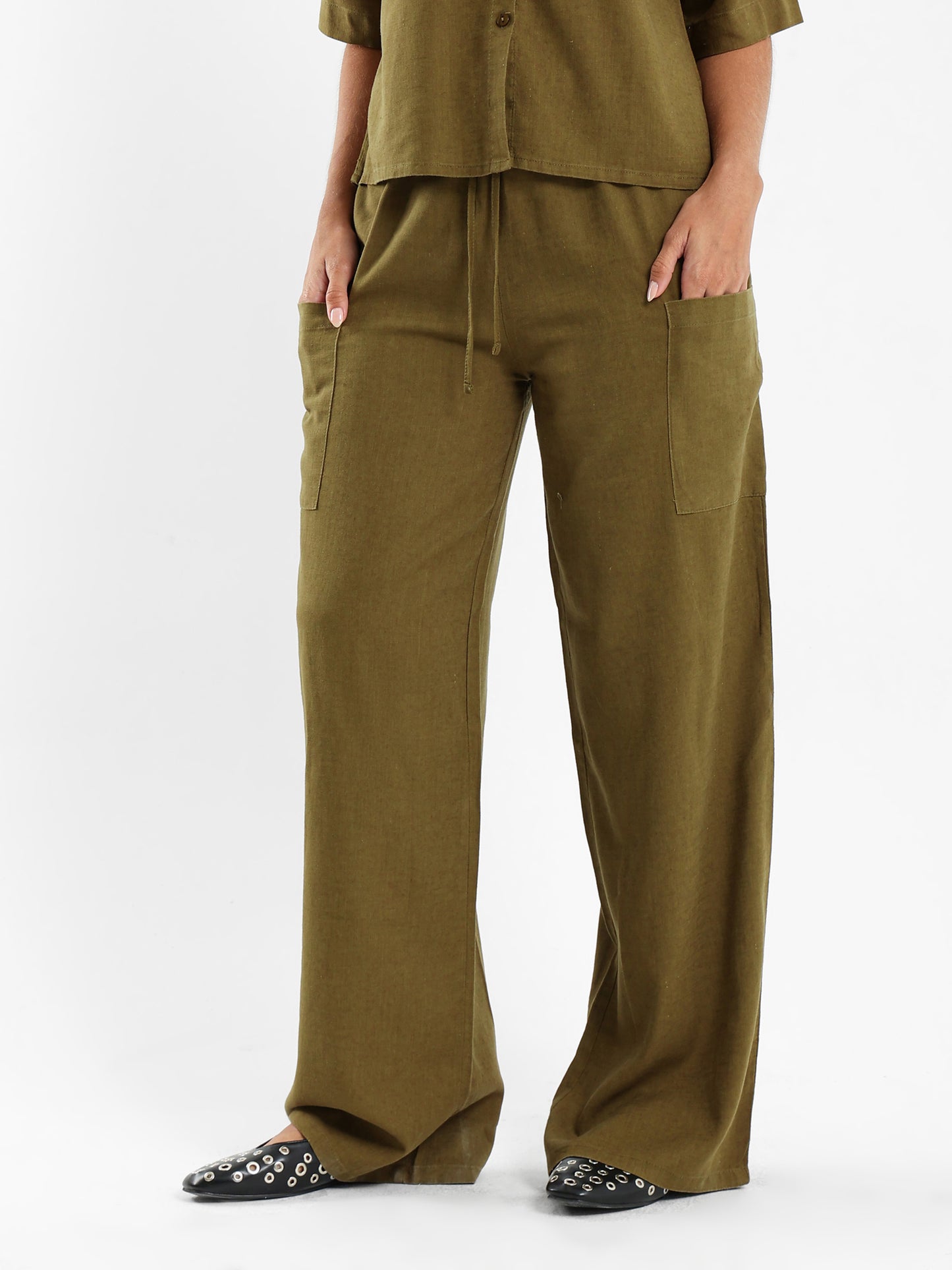 Linen Pants with Drawstring Waist