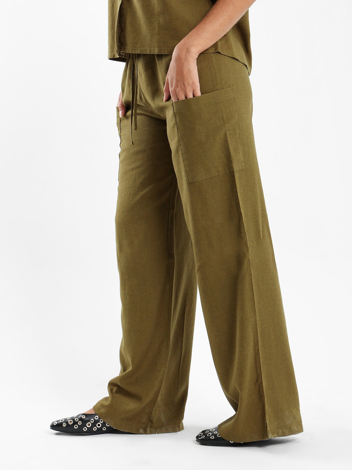 Linen Pants with Drawstring Waist