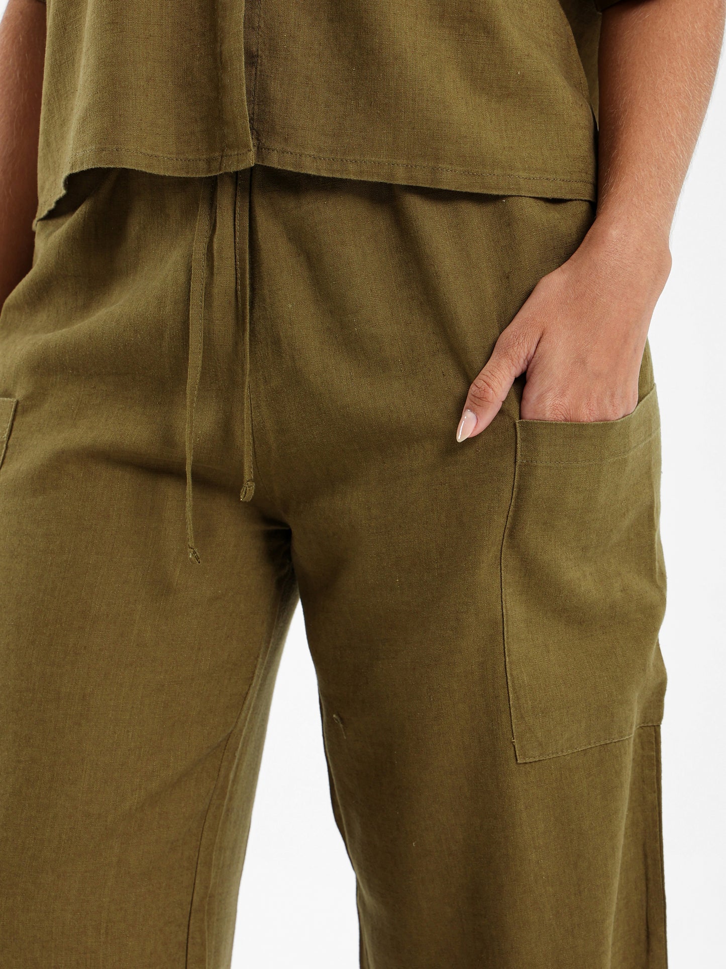 Linen Pants with Drawstring Waist