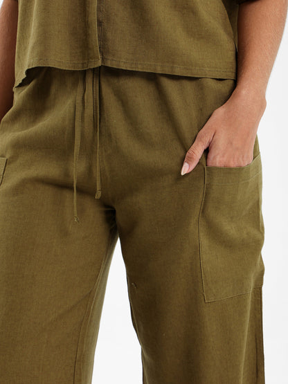 Linen Pants with Drawstring Waist