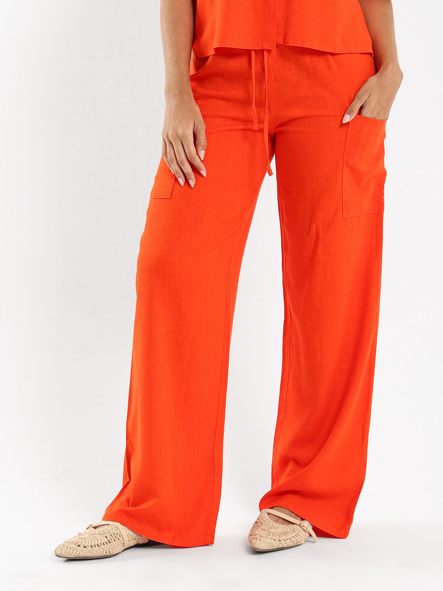 Linen Pants with Drawstring Waist