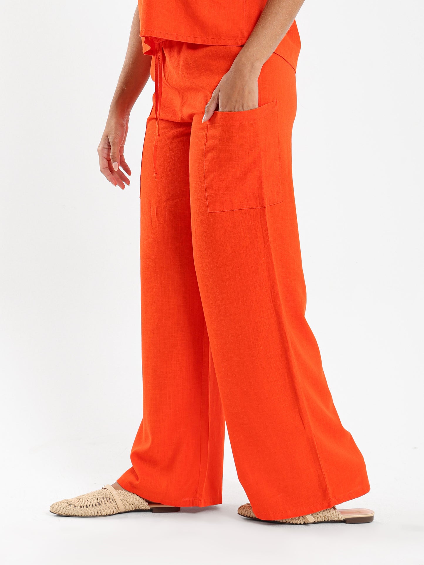 Linen Pants with Drawstring Waist