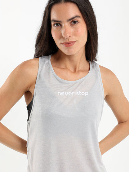 Never Stop Print Sleeveless Sports Tee