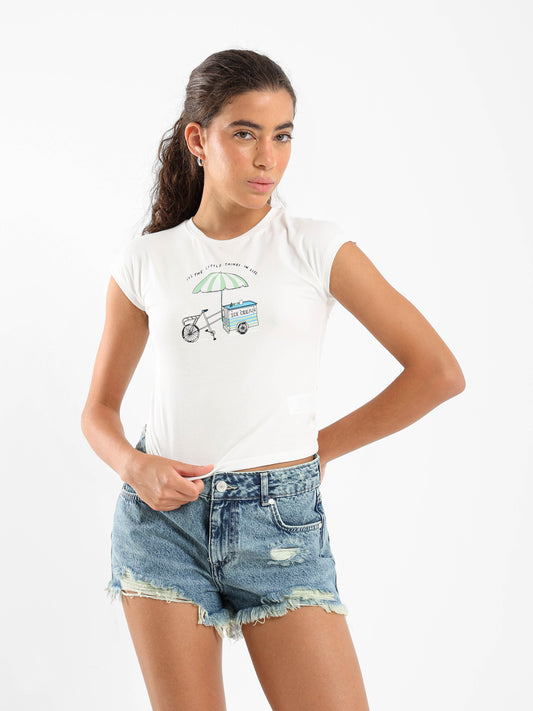 Ice Cream Cart Cap Sleeve Tee