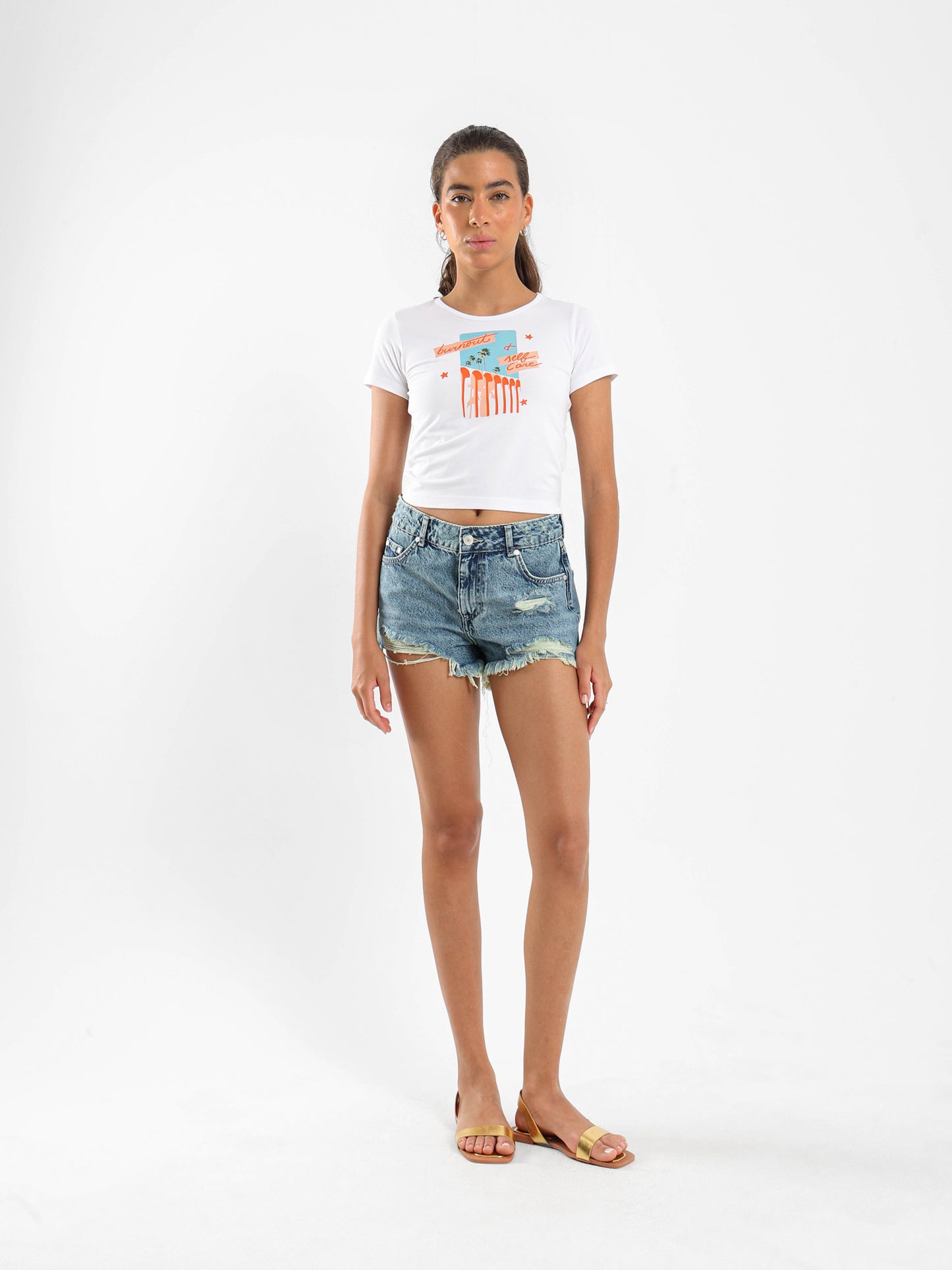 Distressed Denim Shorts