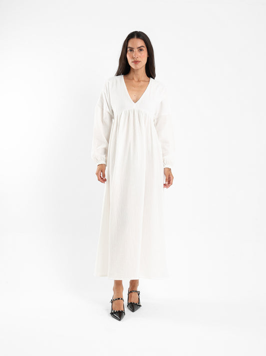 V-Neck Long Sleeve Maxi Dress