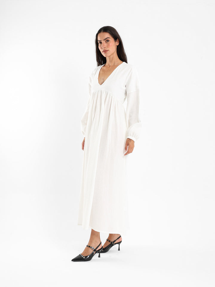 V-Neck Long Sleeve Maxi Dress