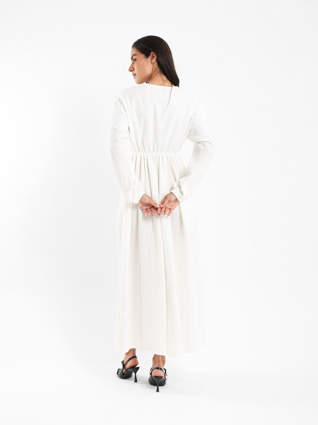 V-Neck Long Sleeve Maxi Dress