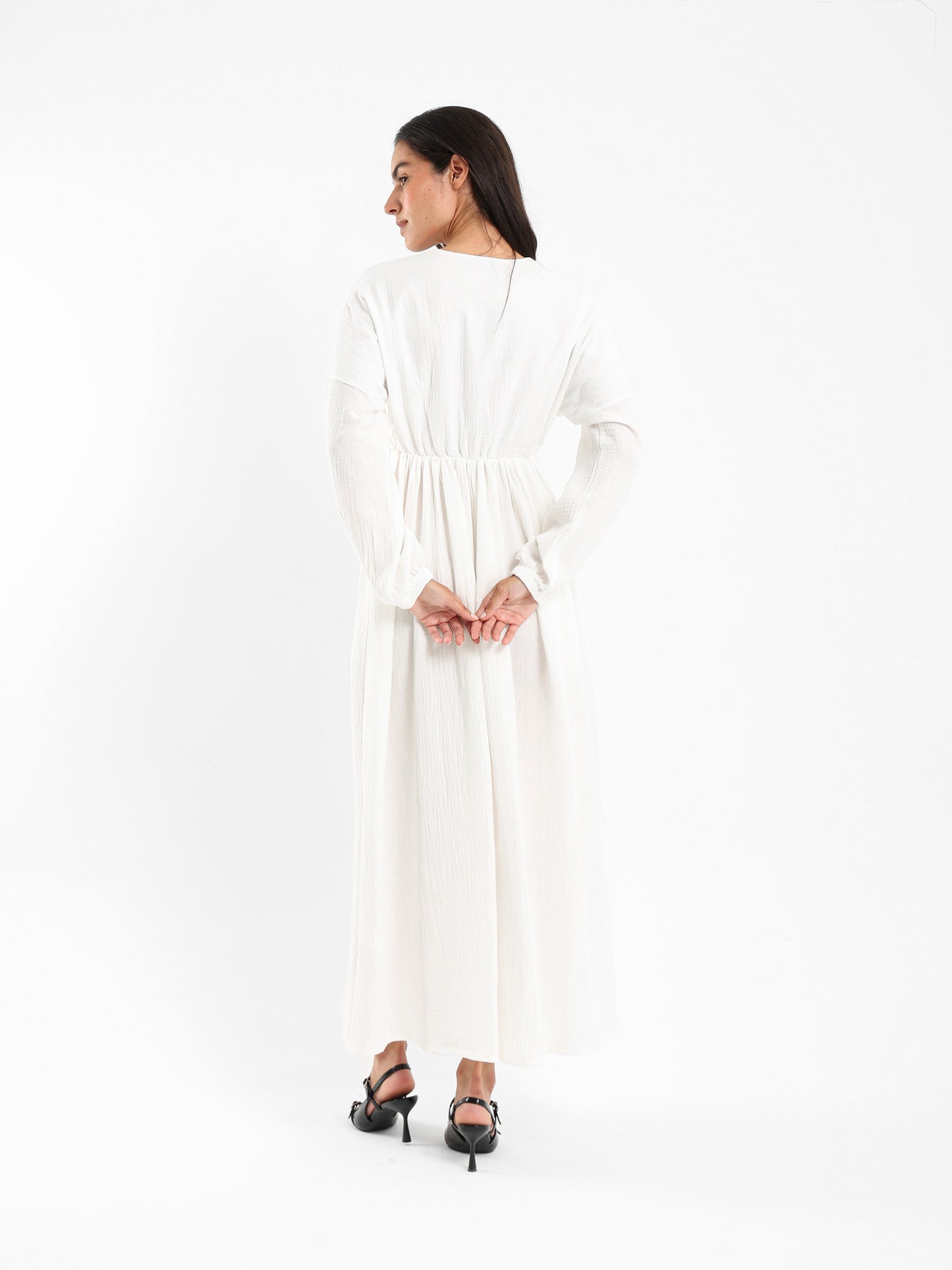 V-Neck Long Sleeve Maxi Dress