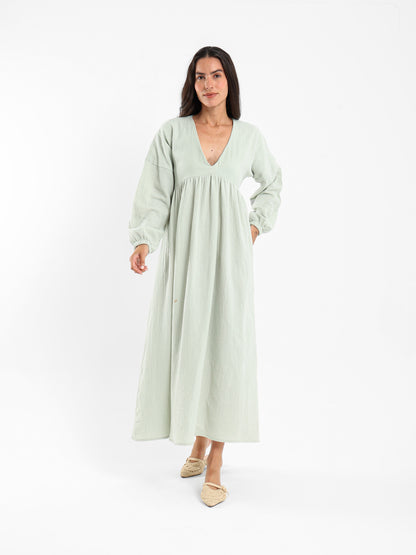 V-Neck Long Sleeve Maxi Dress