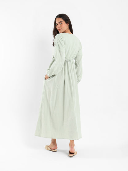 V-Neck Long Sleeve Maxi Dress