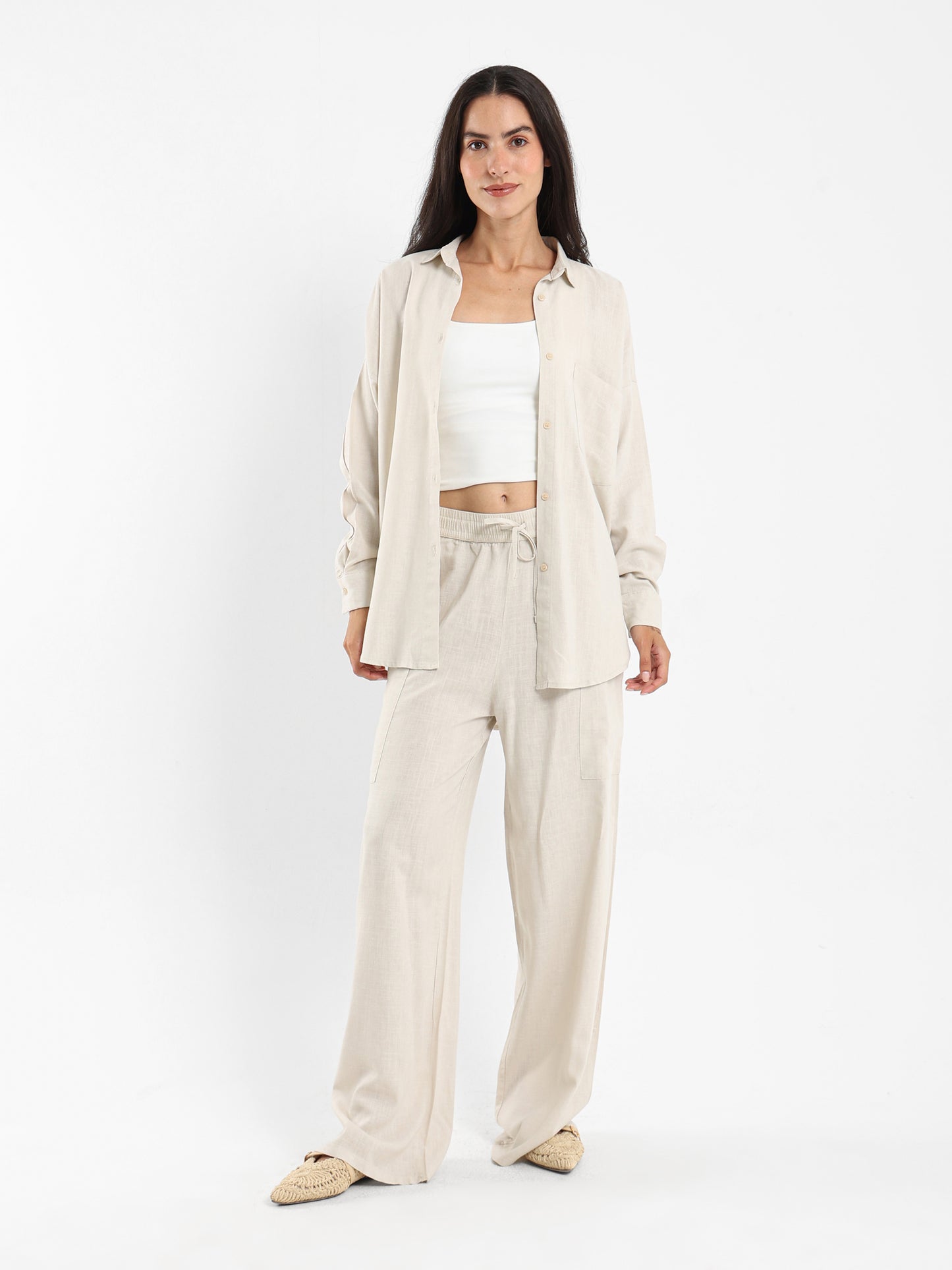 Linen Pants with Drawstring Waist