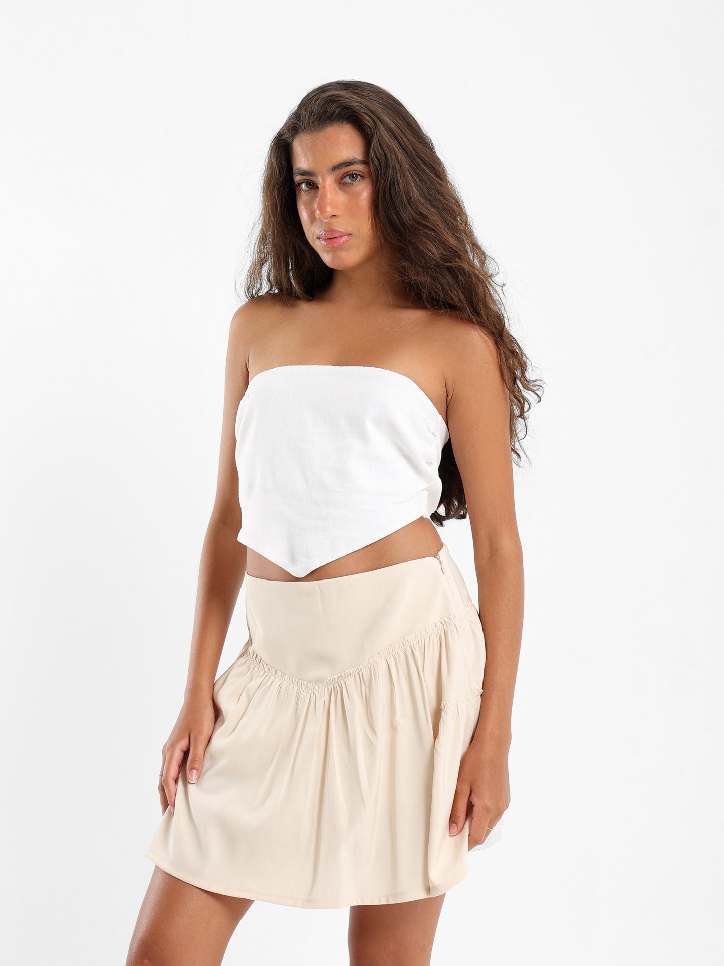 Strapless Bandana Hem Crop Top