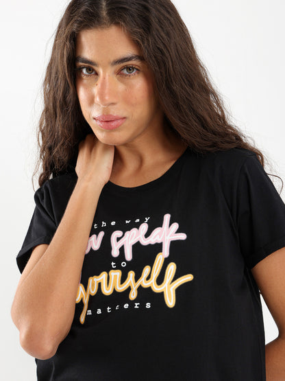 Neon Text Print T-Shirt