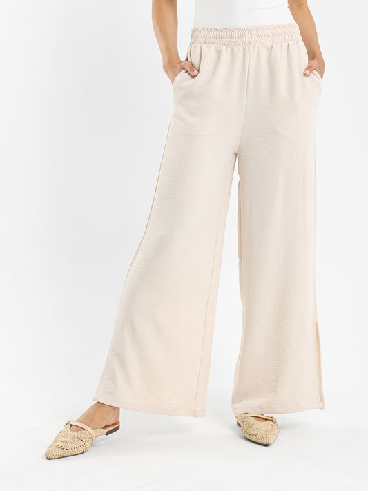 Wrinkled Blouse and Pants Twin Set