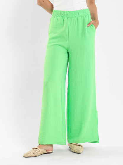 Wrinkled Blouse and Pants Twin Set