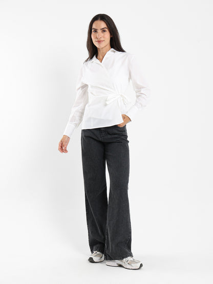 Puff Sleeve Wrap Shirt