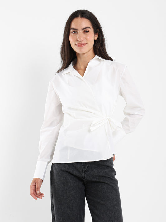 Puff Sleeve Wrap Shirt