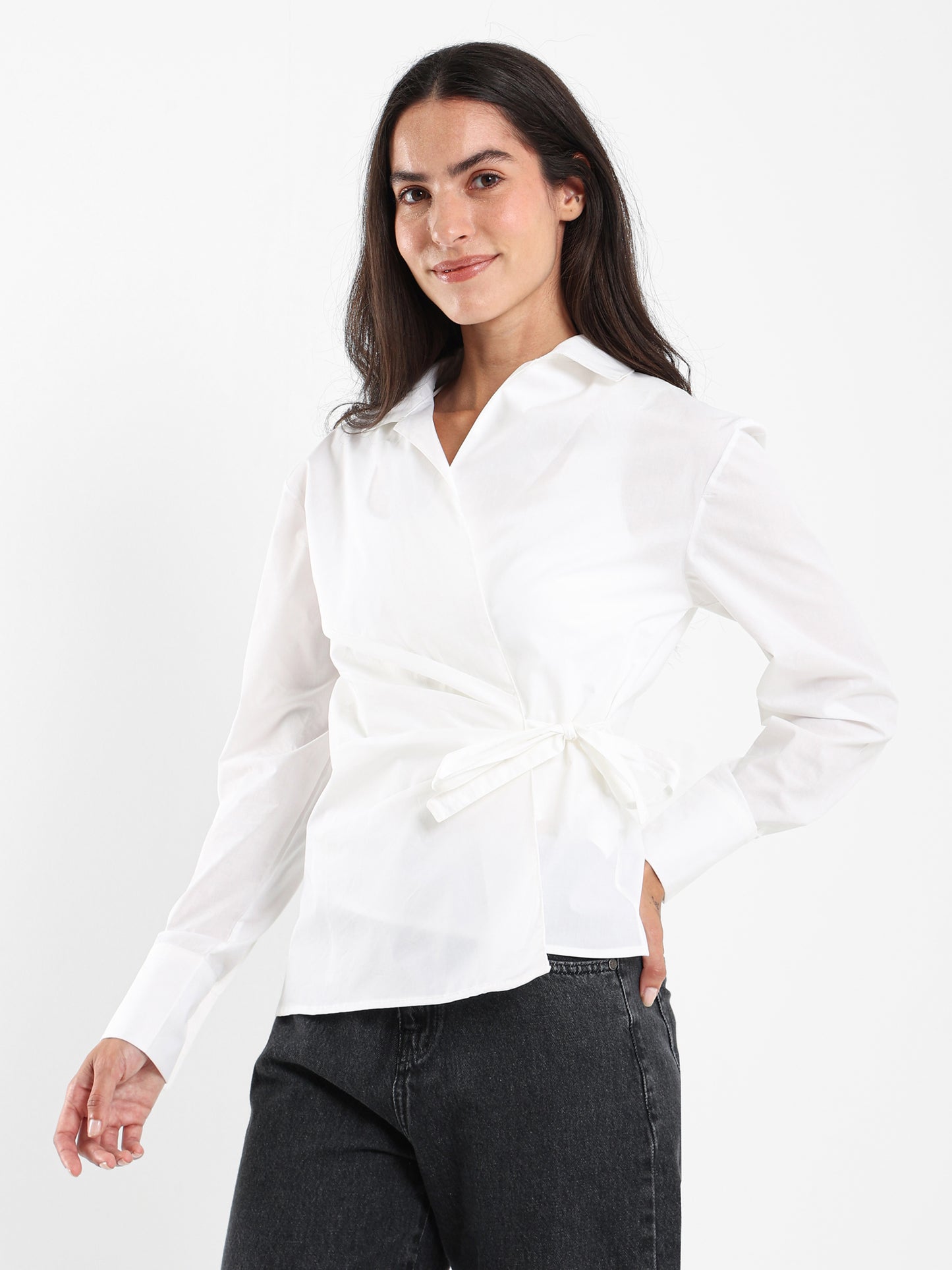 Puff Sleeve Wrap Shirt