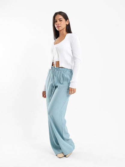 Textured Mid-Rise Pants