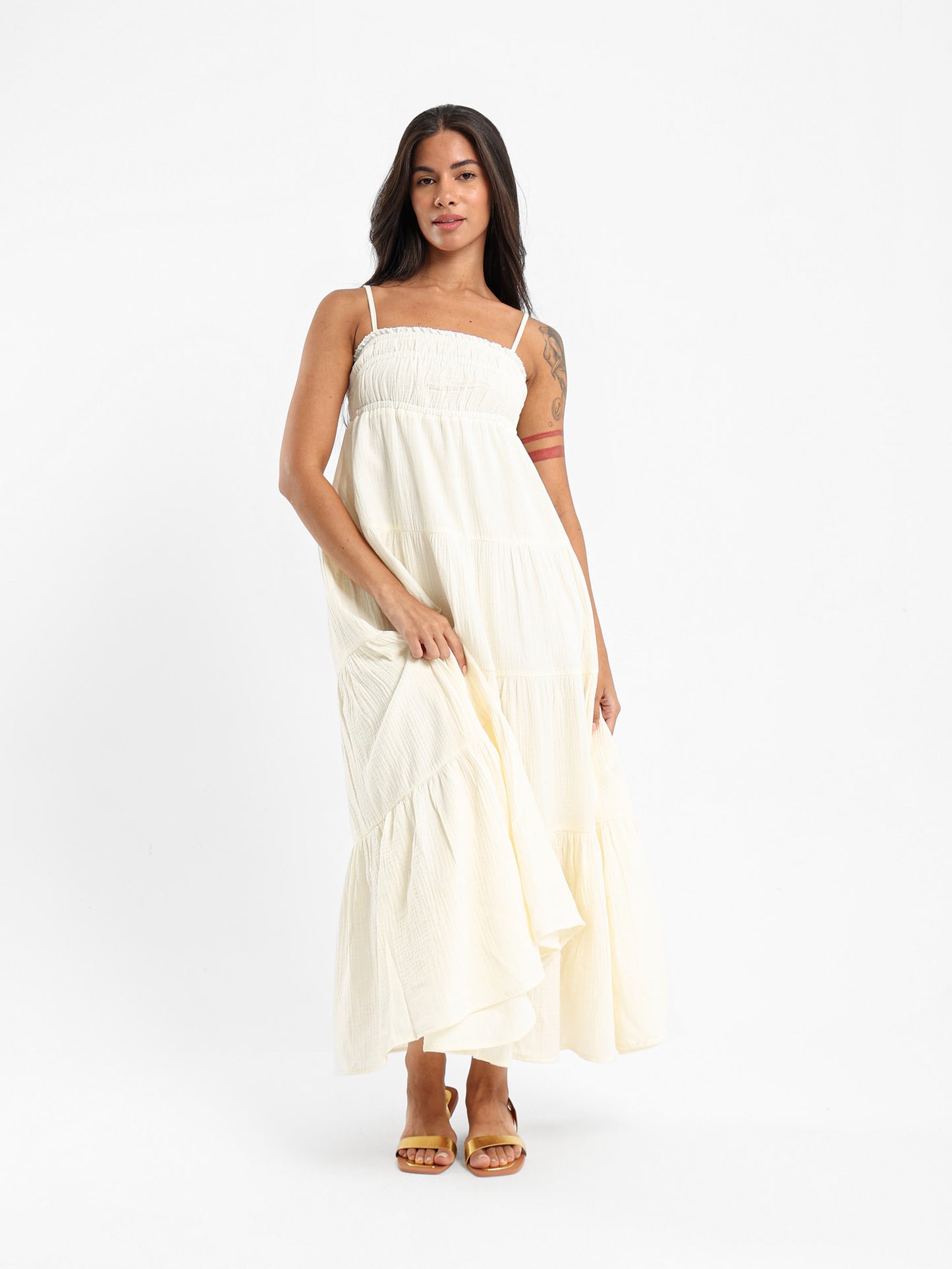 Midi Dress with Lace Trims