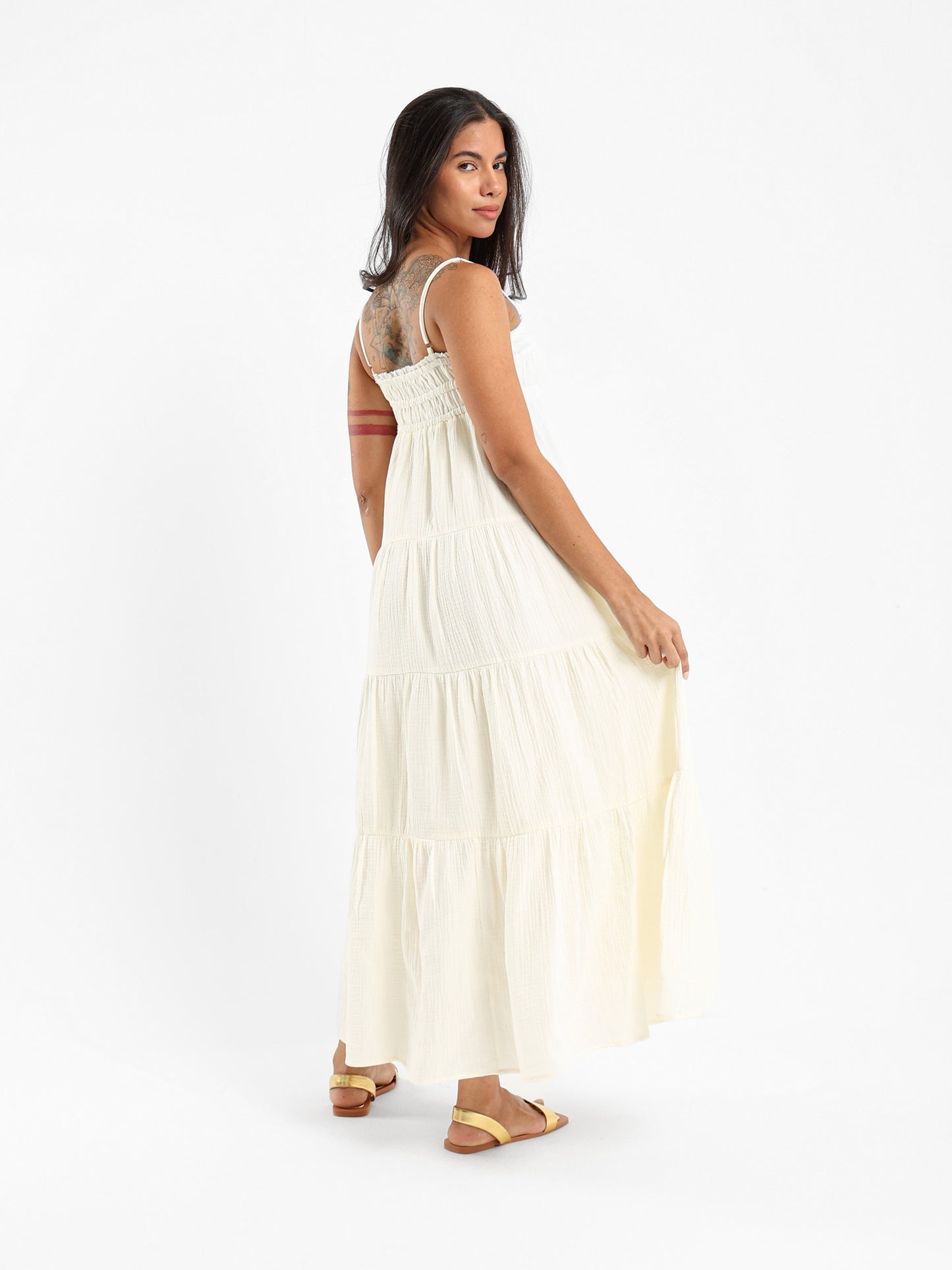 Midi Dress with Lace Trims