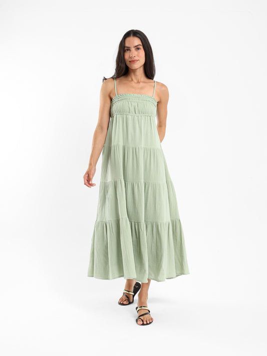 Midi Dress with Lace Trims