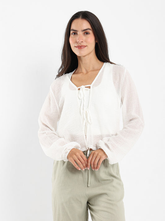 Blouse with Front Tie Detail