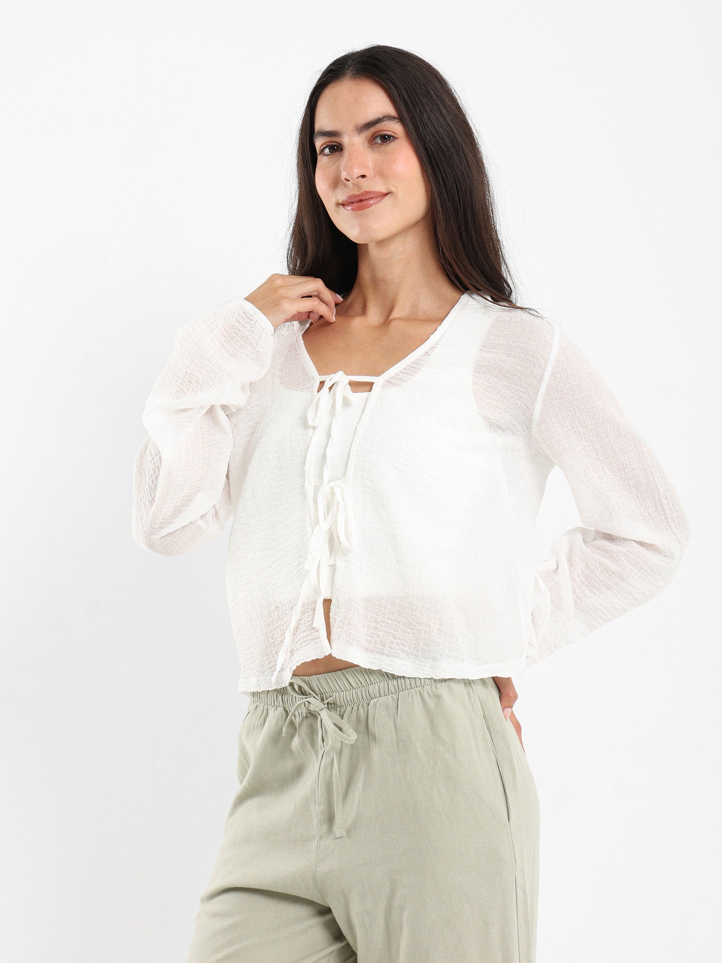 Blouse with Front Tie Detail