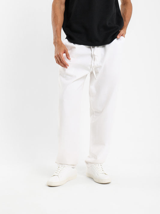 Linen Drawstring Waist Pants