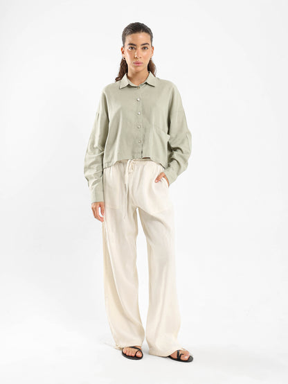 Linen-Blend Pants with Side Pockets