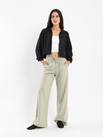 Linen Cropped Oversized Shirt