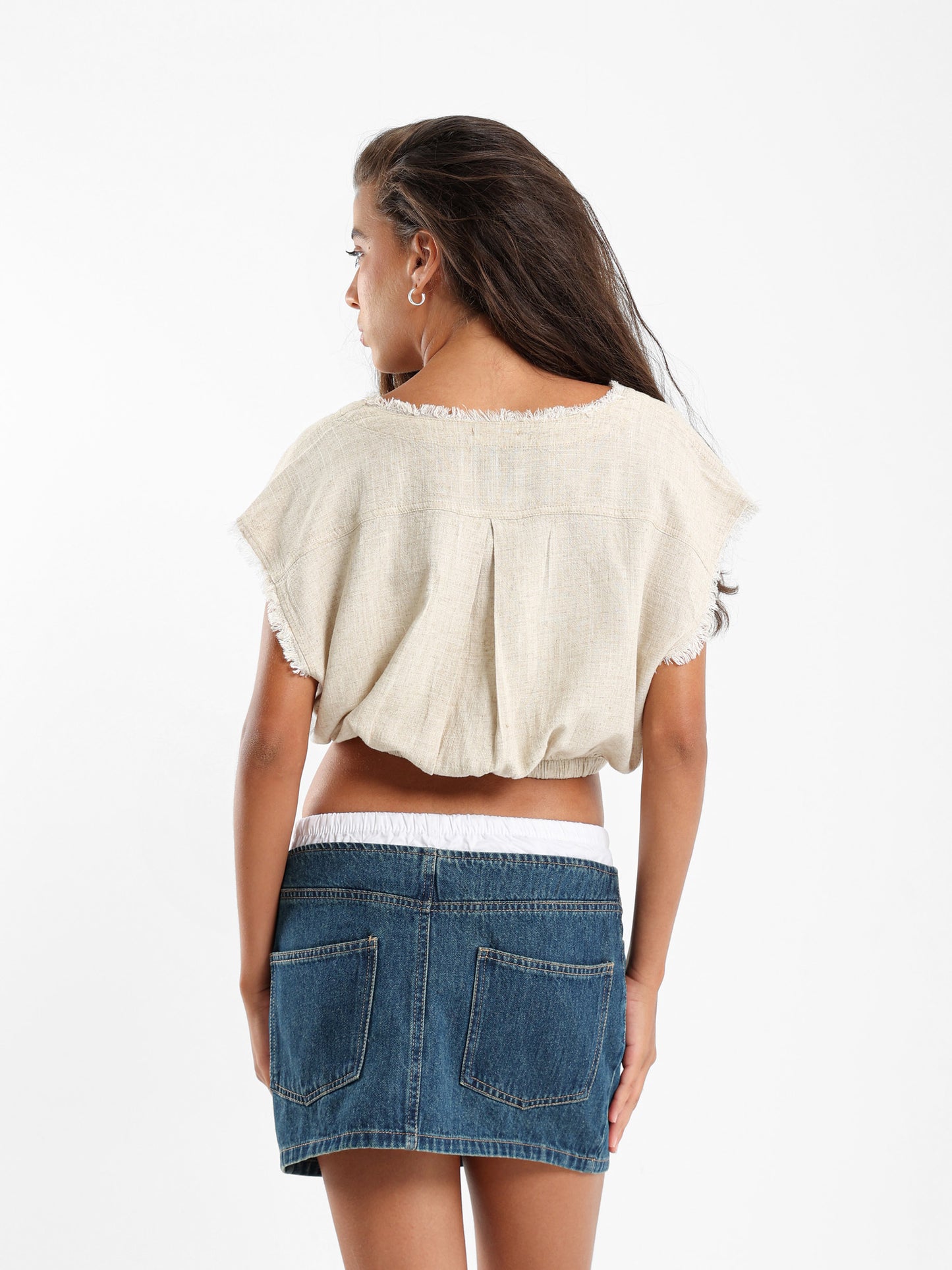 Wrap Front Textured Crop Top