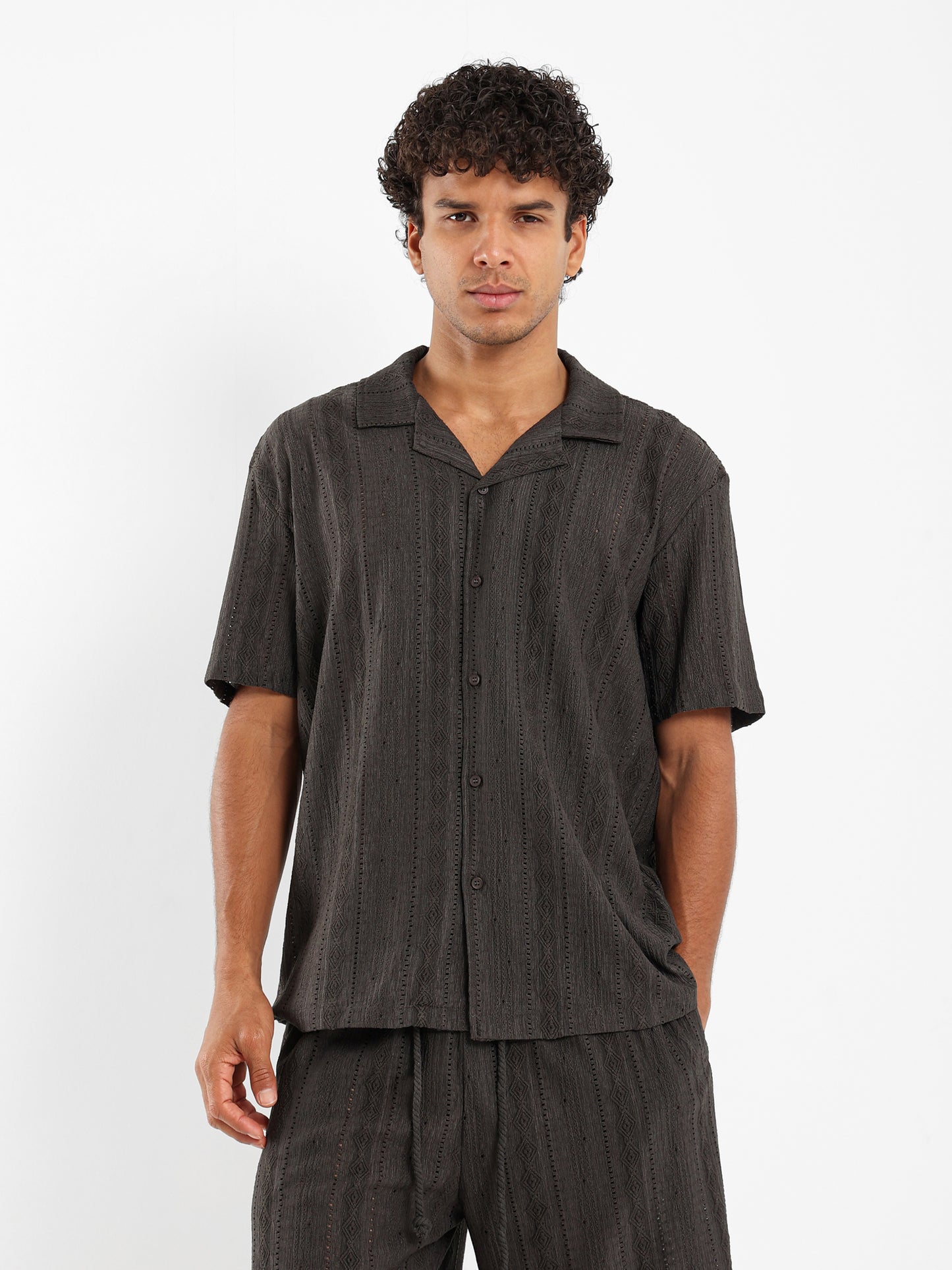Textured Short Sleeves Shirt
