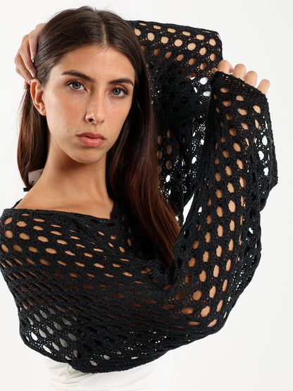 Long-Sleeve Tricot Knit Top