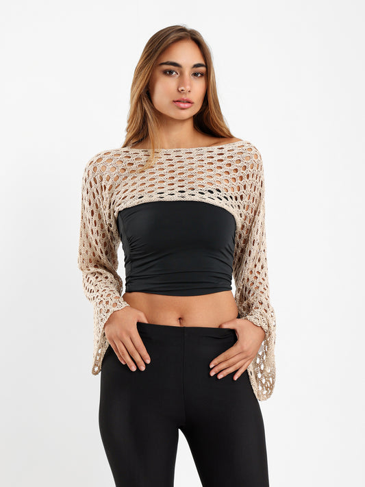 Long-Sleeve Tricot Knit Top