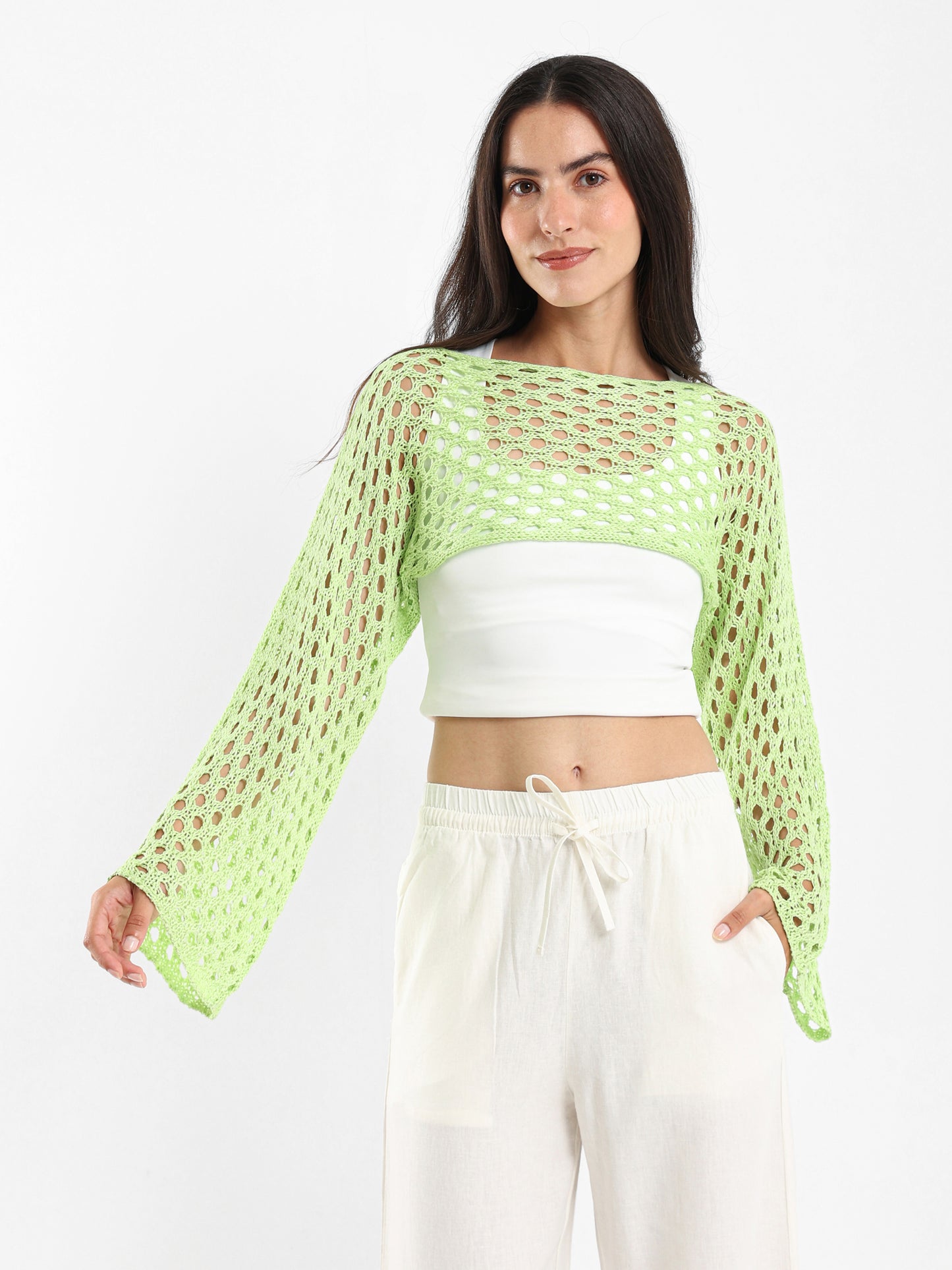 Long-Sleeve Tricot Knit Top