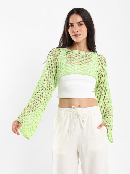 Long-Sleeve Tricot Knit Top