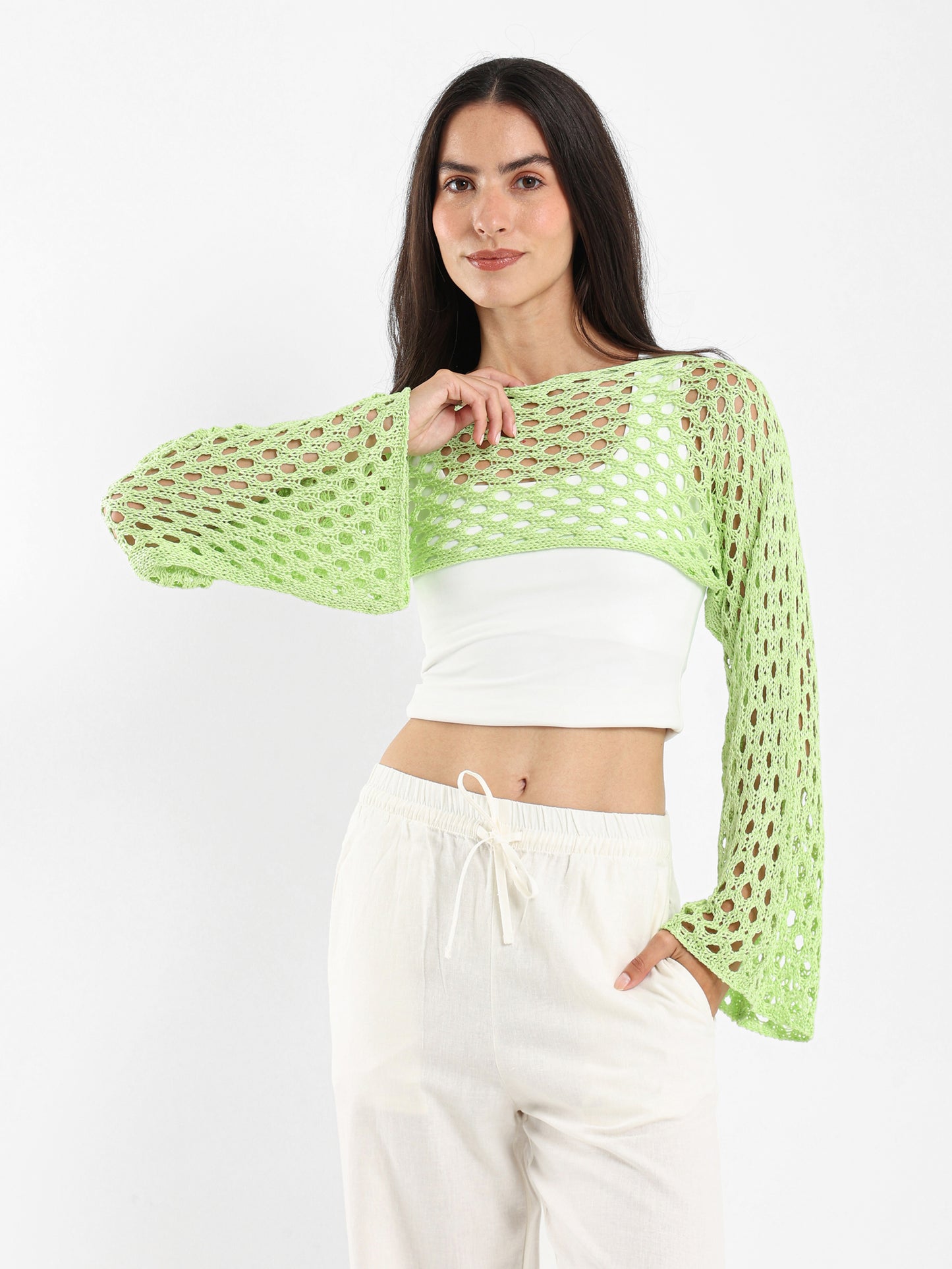 Long-Sleeve Tricot Knit Top