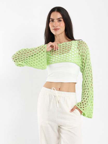 Long-Sleeve Tricot Knit Top